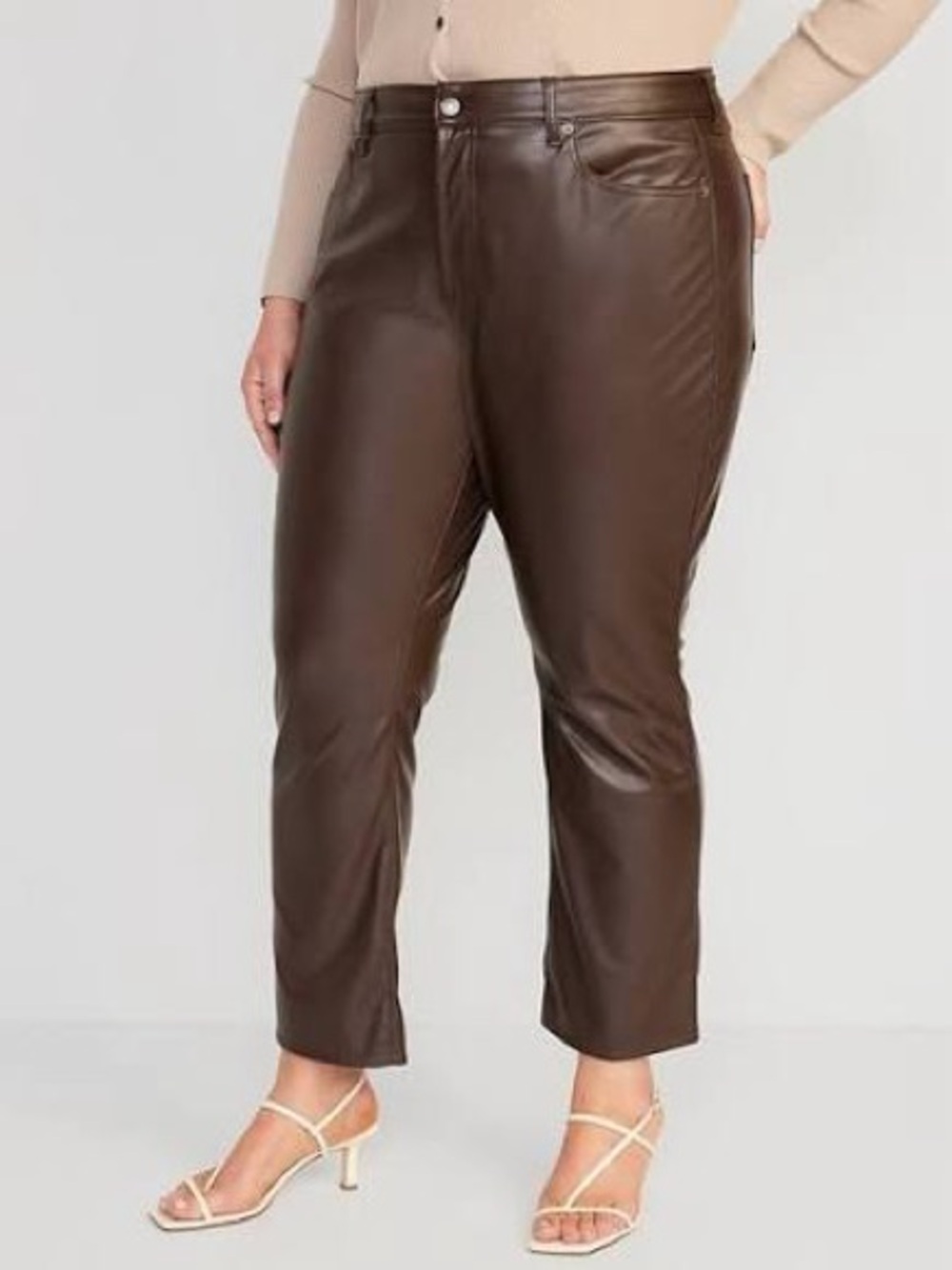 Brown Bootcut Faux Leather Pants